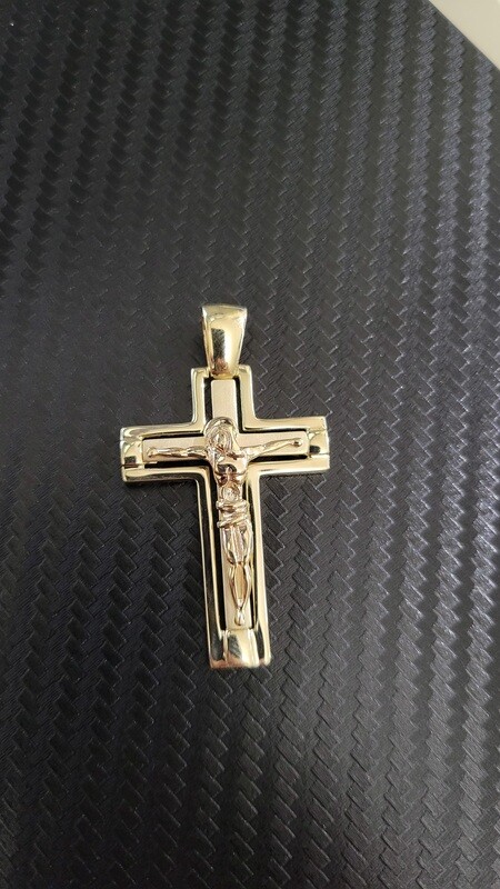 14K 2&quot; FANCY CRUCIFIX CROSS