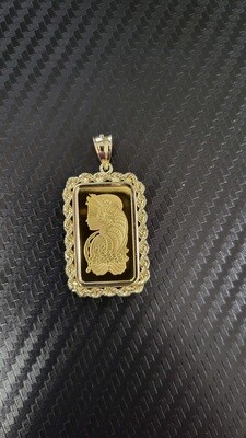 10 GRAM PAMP SUISSE LADY FORTUNA PENDANT W/ROPE BEZEL