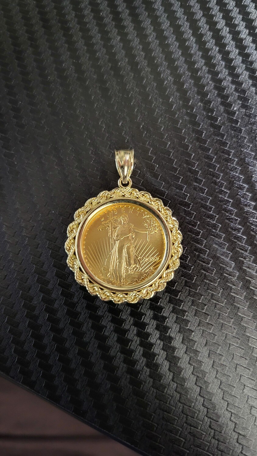 1/4TH OUNCE GOLD AMERICAN EAGLE/LADY LIBERTY W/ ROPE BEZEL