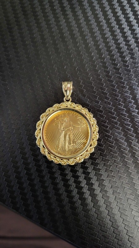 1/4TH OUNCE GOLD AMERICAN EAGLE/LADY LIBERTY W/ ROPE BEZEL