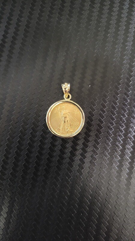 1/10TH OUNCE GOLD AMERICAN EAGLE/LADY LIBERTY W/ PLAIN BEZEL