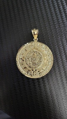 14K 2&quot; AZTEC CALENDAR PENDANT