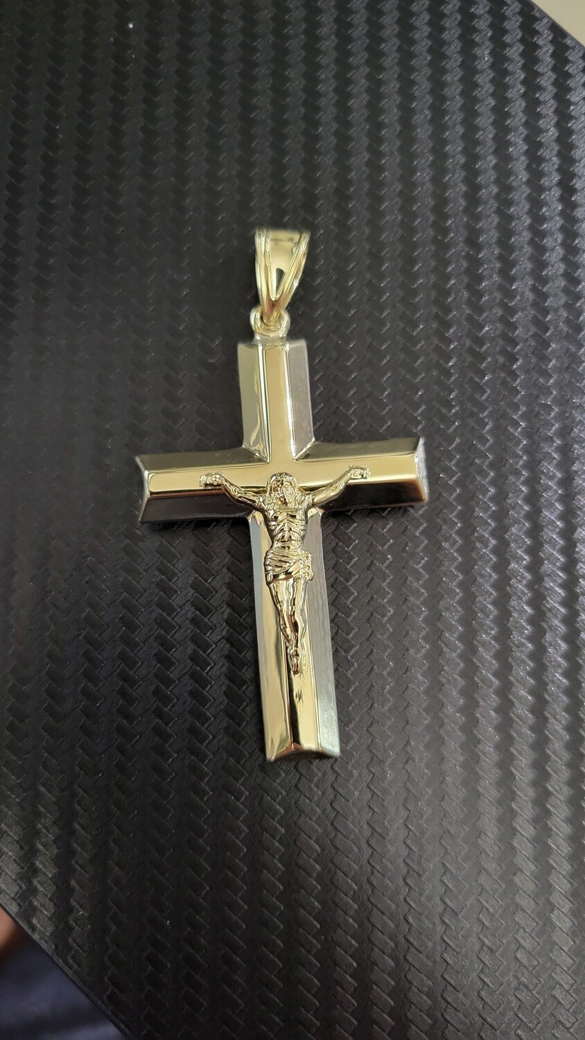 14K 3&quot; THICK HOLLOW CRUCIFIX CROSS