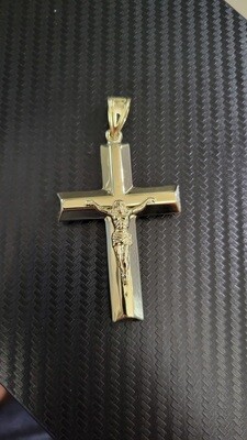 14K 3&quot; THICK HOLLOW CRUCIFIX CROSS