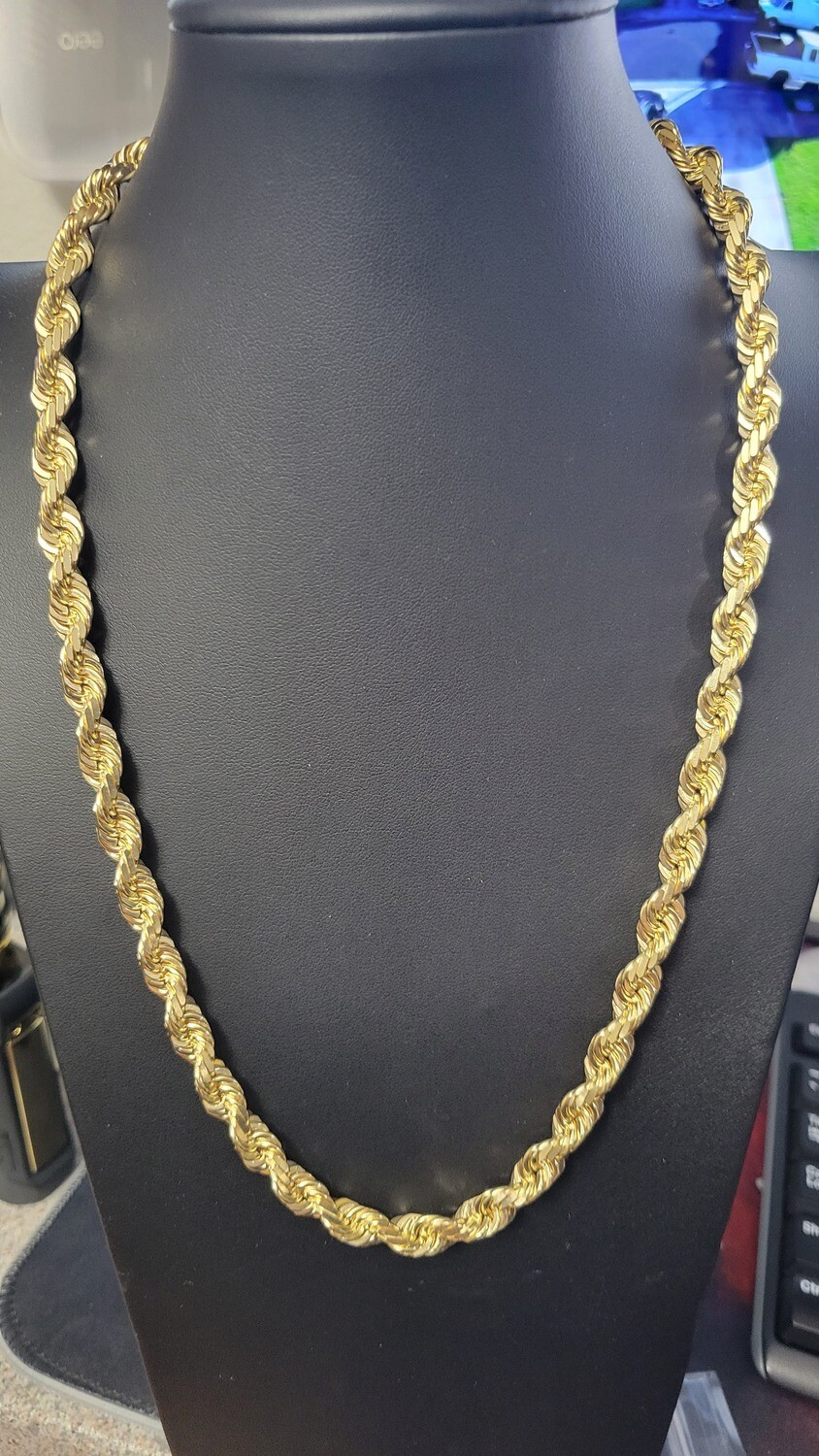 18K 8.5MM DIAMOND CUT ROPE CHAIN