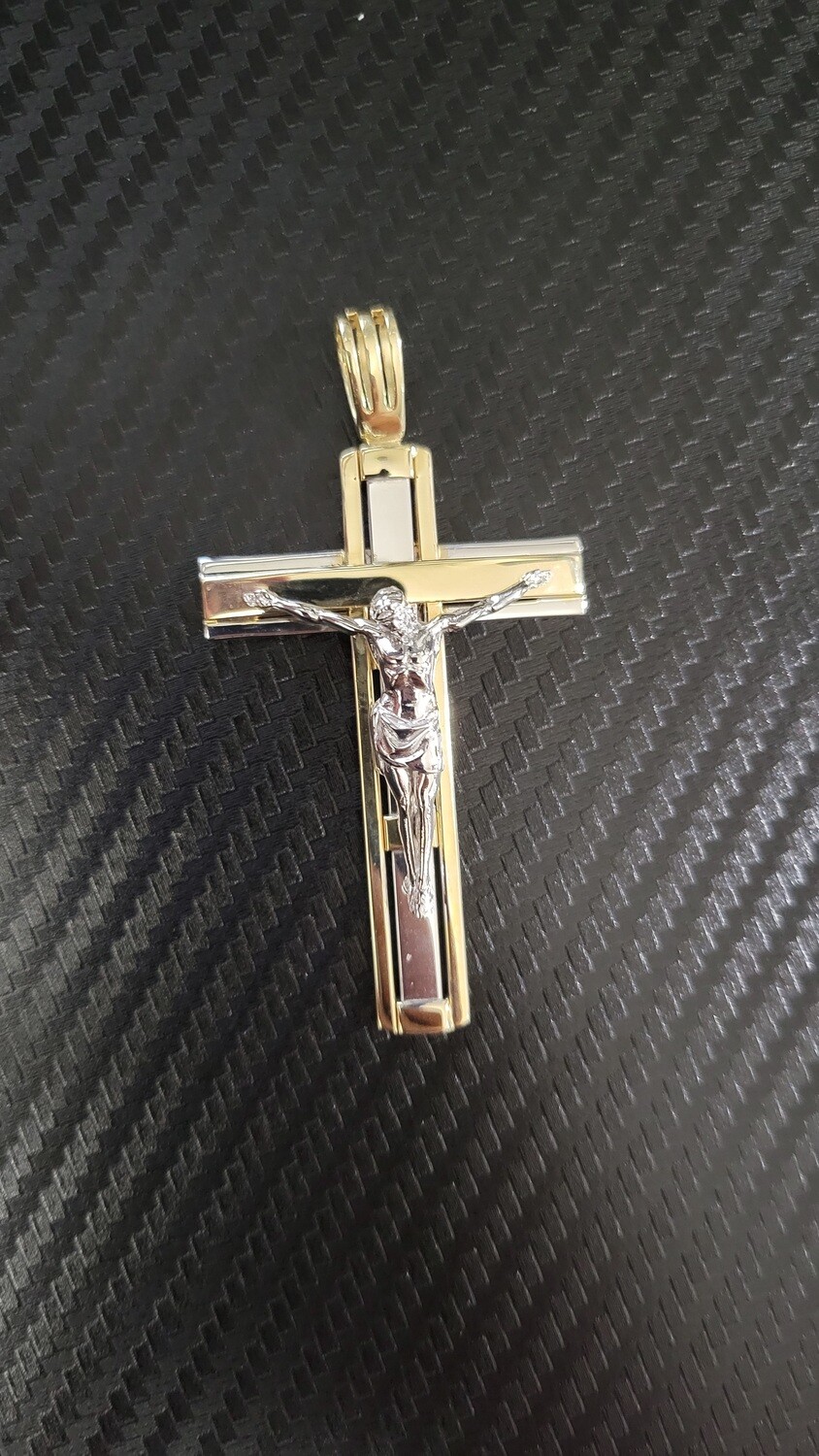 14K 2.75&quot; FANCY CRUCIFIX CROSS 2 TONE