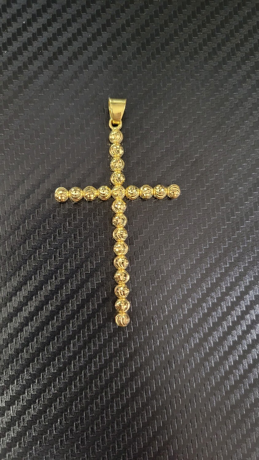 10K 5MM 3&quot; MOON CUT CROSS