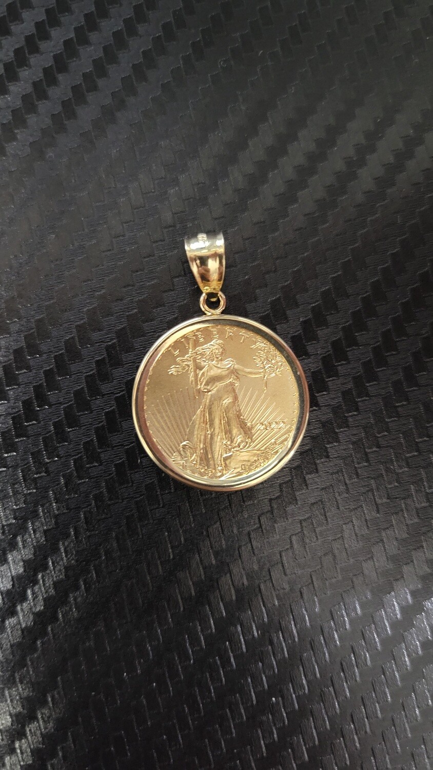 1/4TH OUNCE GOLD AMERICAN EAGLE/LADY LIBERTY W/ PLAIN BEZEL