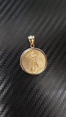 1/4TH OUNCE GOLD AMERICAN EAGLE/LADY LIBERTY W/ PLAIN BEZEL