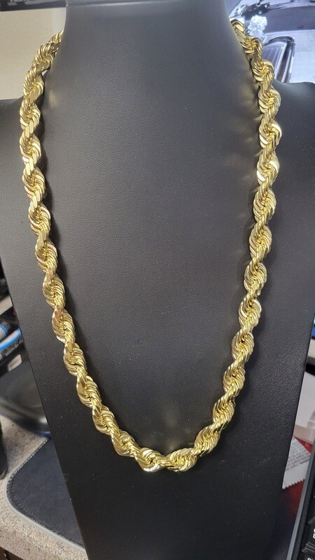 14K 11MM DIAMOND CUT ROPE CHAIN