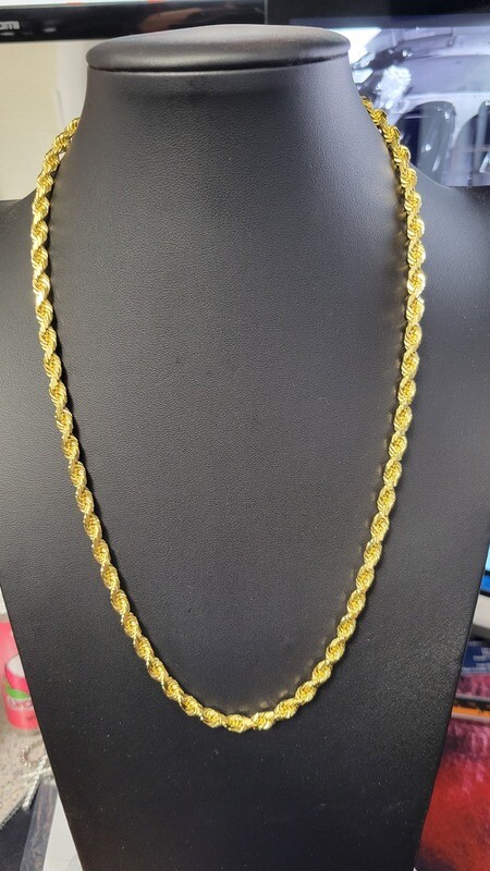 22K 5.5MM DIAMOND CUT ROPE CHAIN