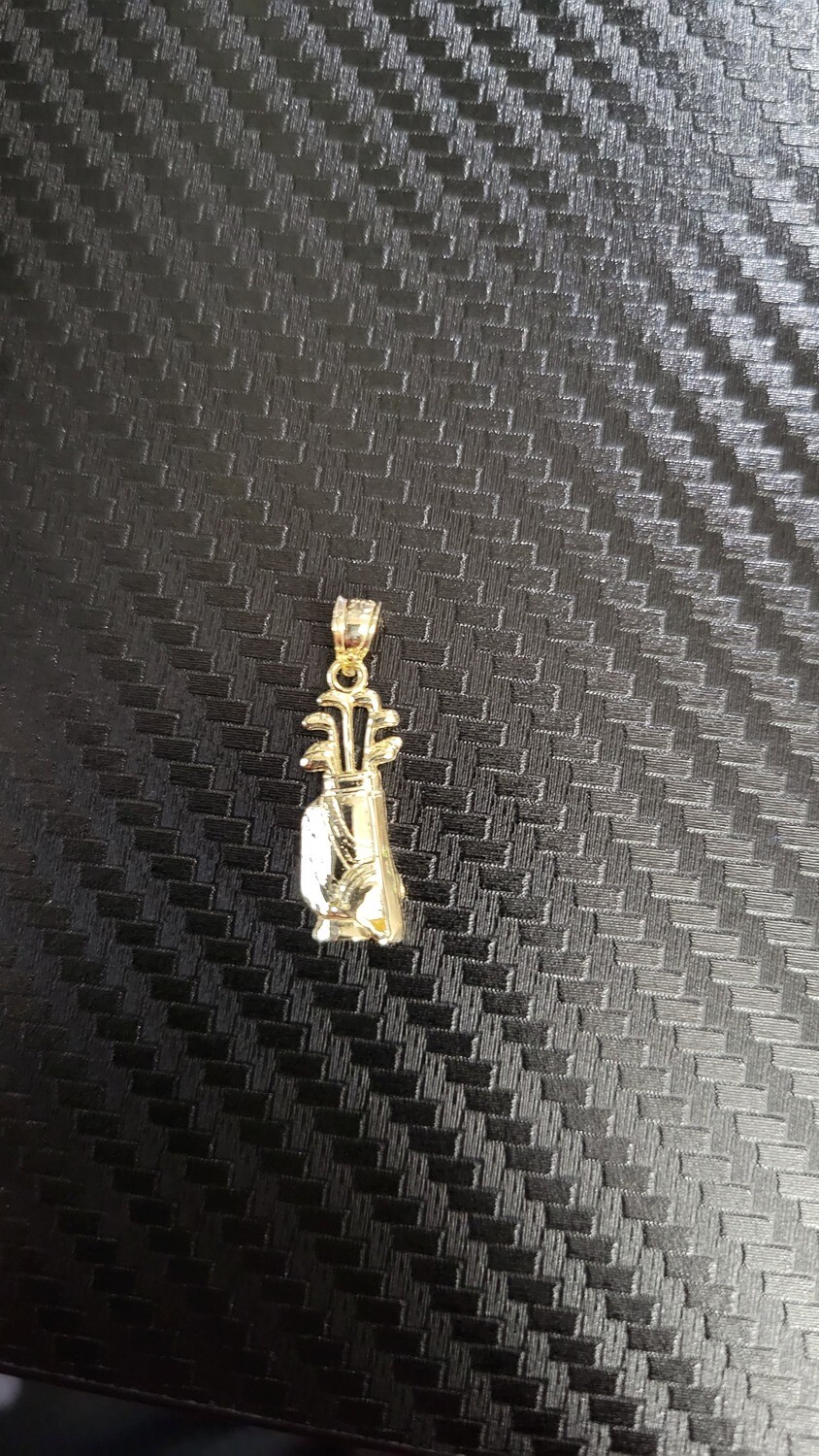 14K MISC SPORTS PENDANTS, 14K SPORTS PENDANTS: 14K 1&quot; GOLF CLUBS .91 GRAMS