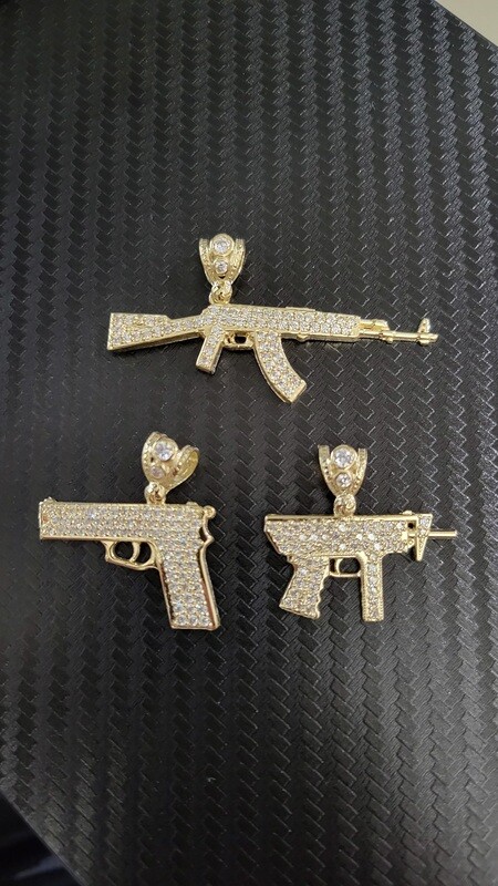 14K CZ GUN PENDANTS