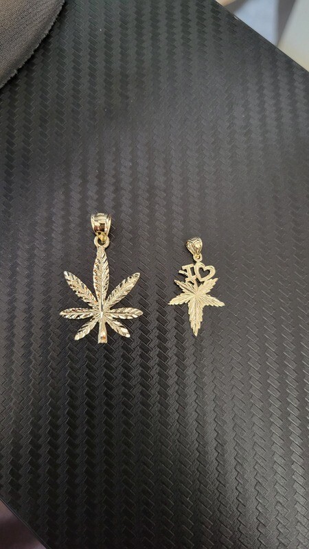 14K WEED MARIJUANA PENDANTS