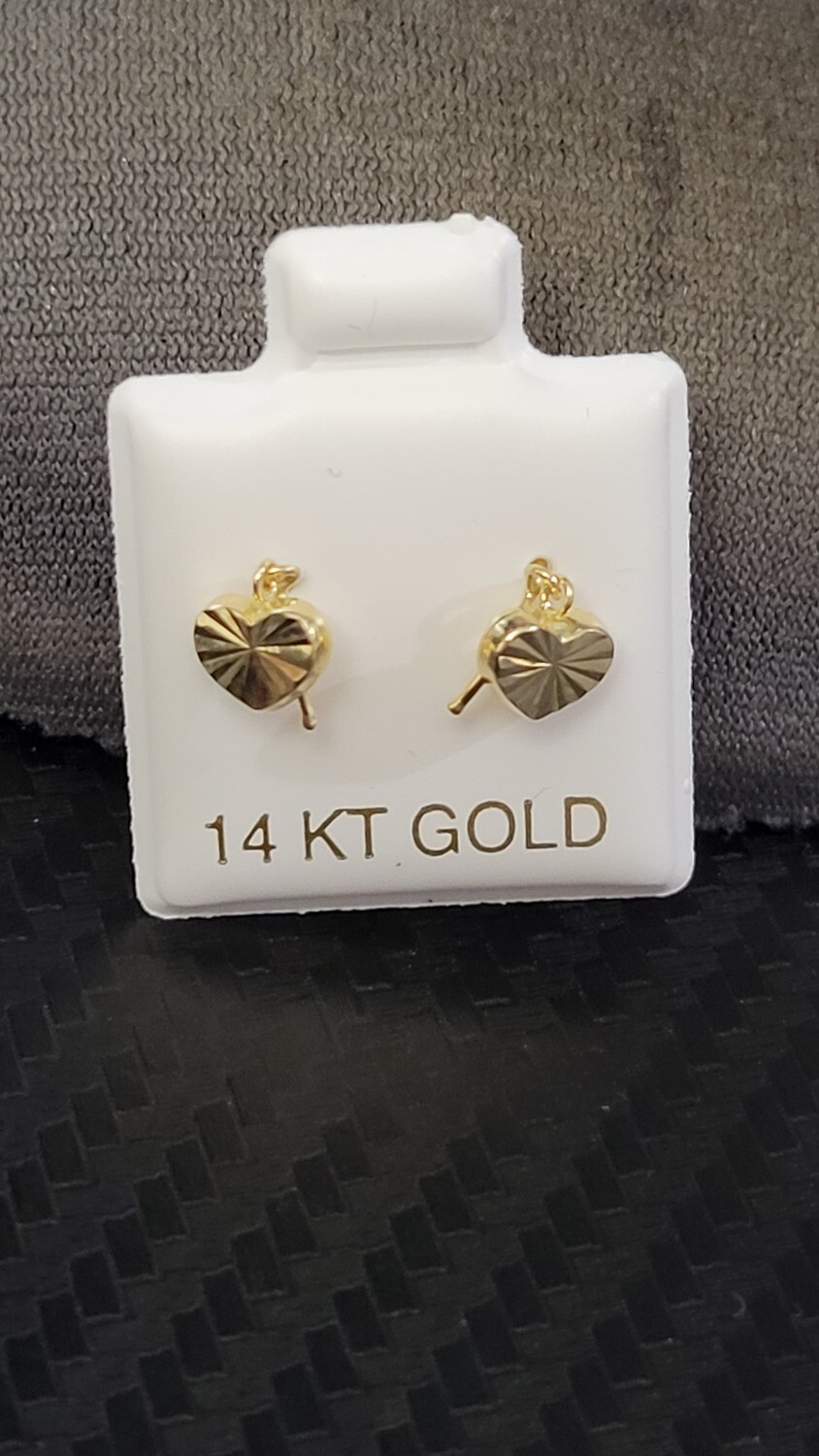 14K D/C DANGLING HEART EARRINGS