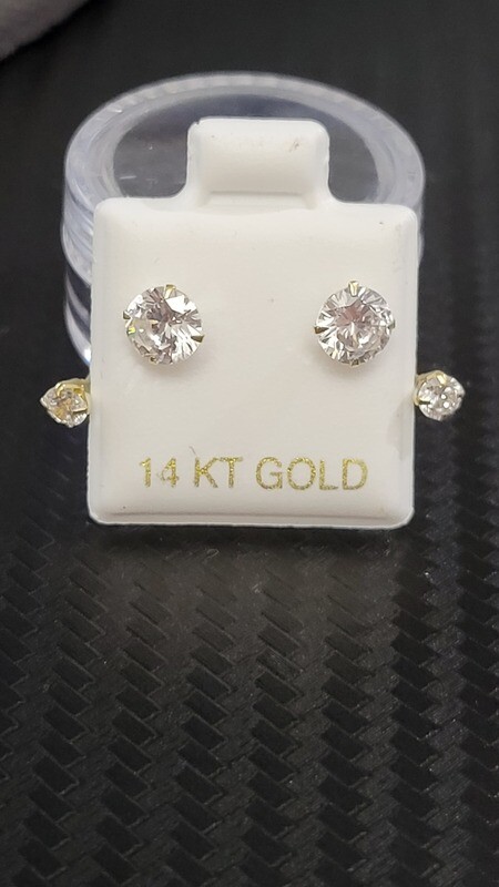 14K CZ TELEPHONE STUD EARRINGS