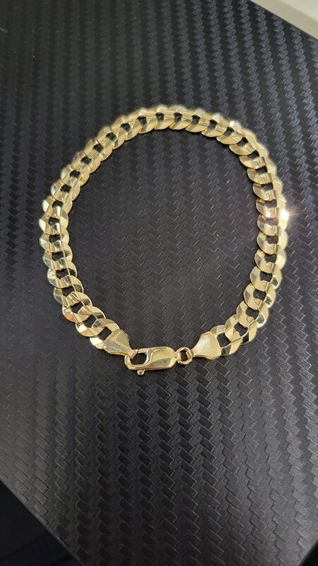 14K 7.5MM FLAT CURB BRACELET (ITALIAN FINISH)