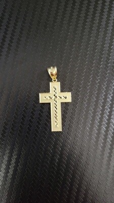 14K 1.5&quot; DIAMOND CUT TEXTURED CROSS