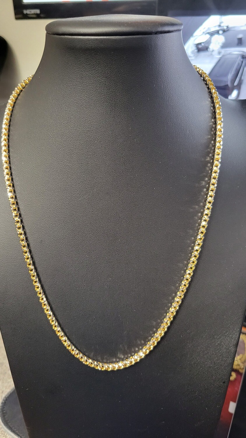 14K 4MM PRISM CUT FRANCO 2 TONE