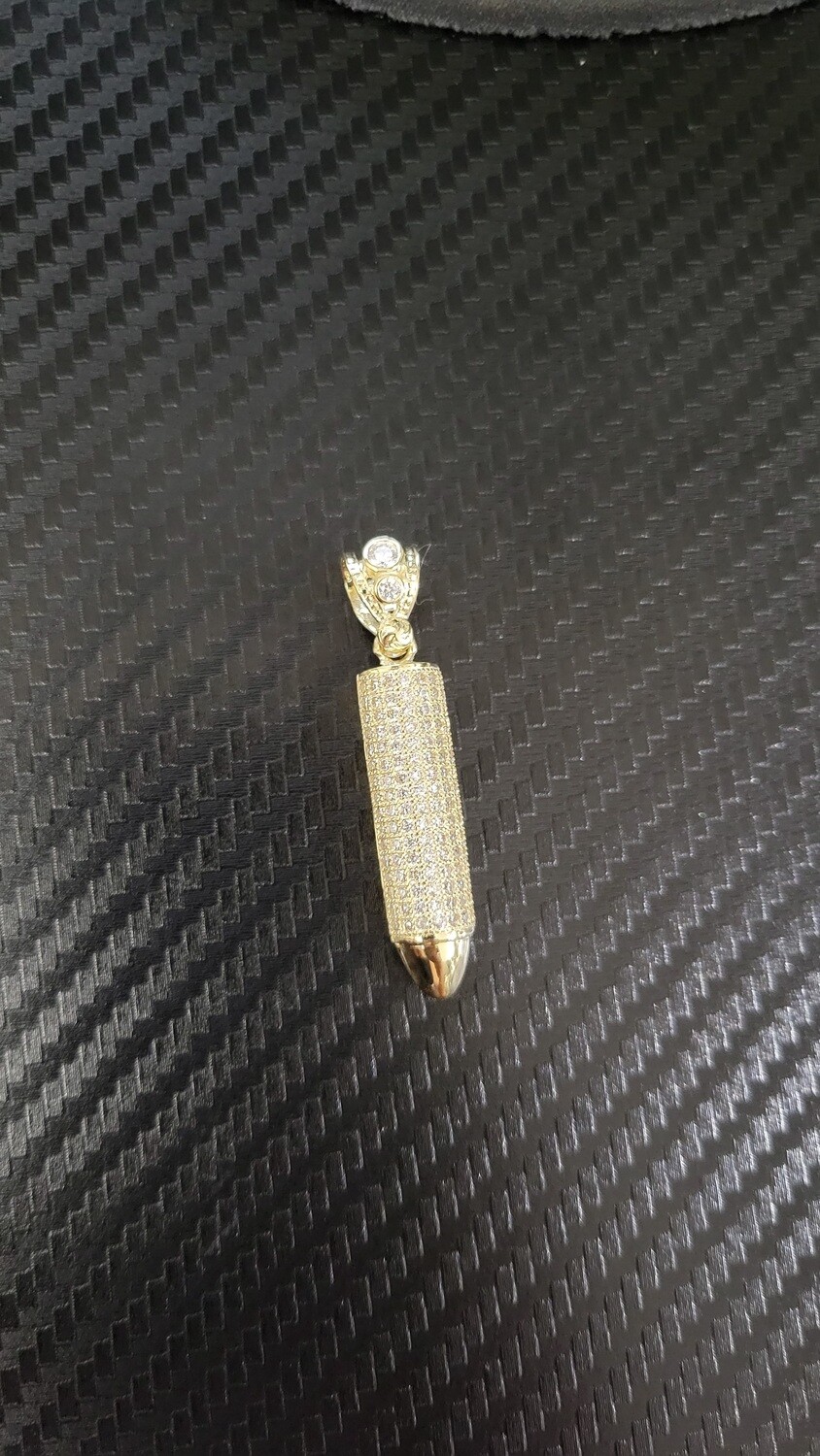 14K 1.75&quot; CZ BULLET PENDANT