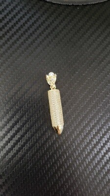 14K 1.75&quot; CZ BULLET PENDANT