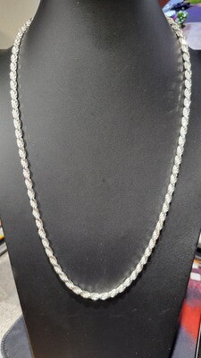STERLING SILVER 5MM DIAMOND CUT ROPE CHAIN