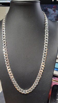 STERLING SILVER 10MM FLAT CURB CHAIN