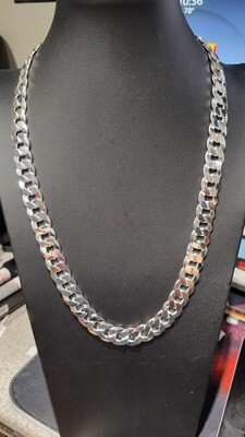 STERLING SILVER 13.5MM FLAT CURB CHAIN