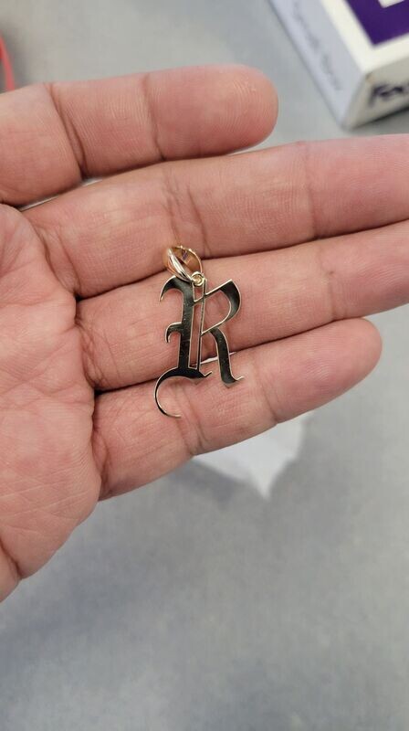 14K CUSTOM INITIAL &quot;R&quot; PENDANT
