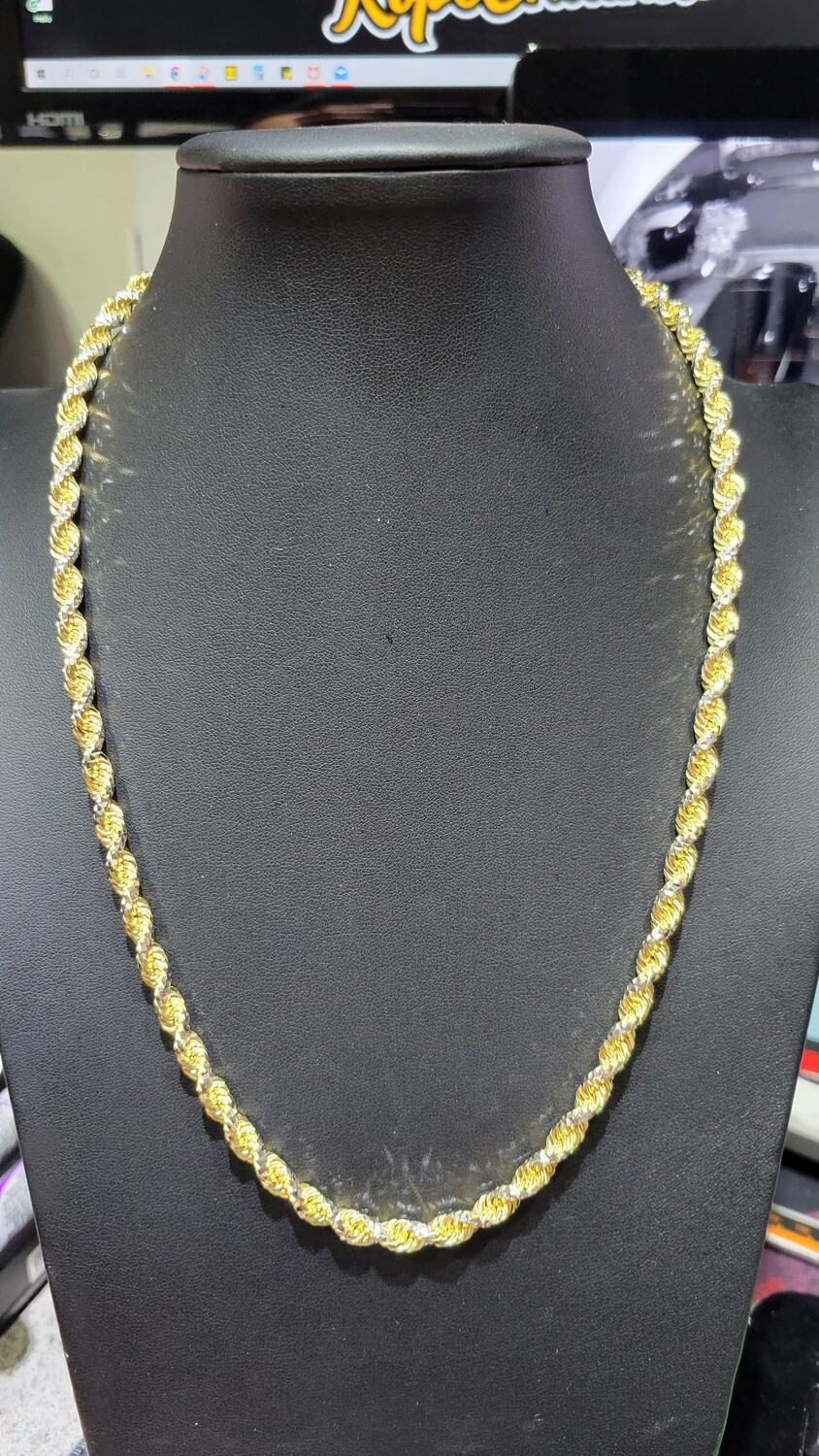 14K 5.5MM PRISM CUT ROPE 2 TONE