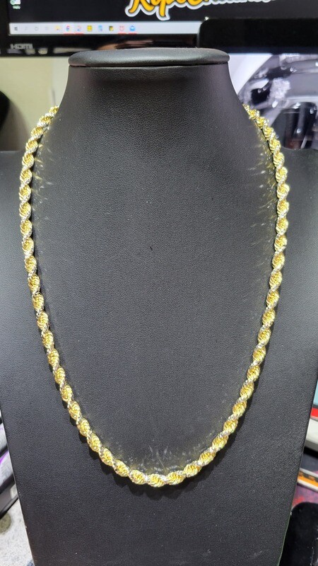 14K 5.5MM PRISM CUT ROPE 2 TONE