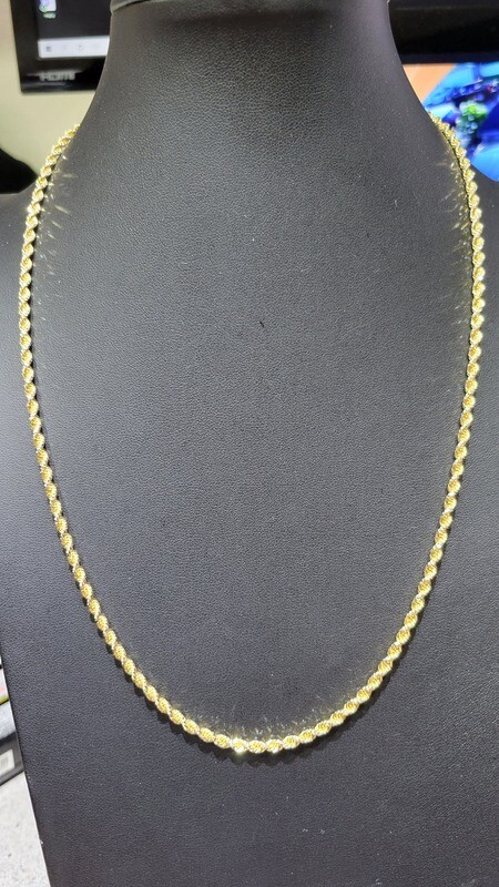 14K 3MM PRISM CUT ROPE 2 TONE