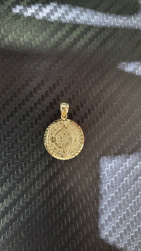 14K 1.1&quot; AZTEC CALENDAR PENDANT
