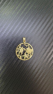 14K SEALIFE TURTLE STARFISH CLAMSHELL PENDANT