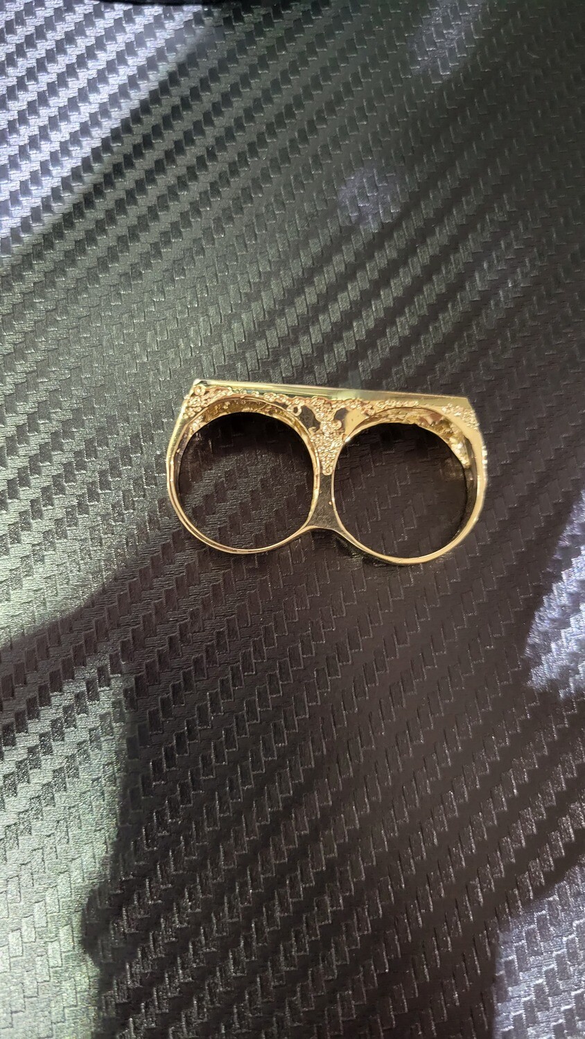14K MEN&#39;S 2 FINGER NUGGET RING
