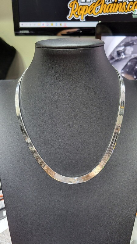 STERLING SILVER 7MM HERRINGBONE CHAIN