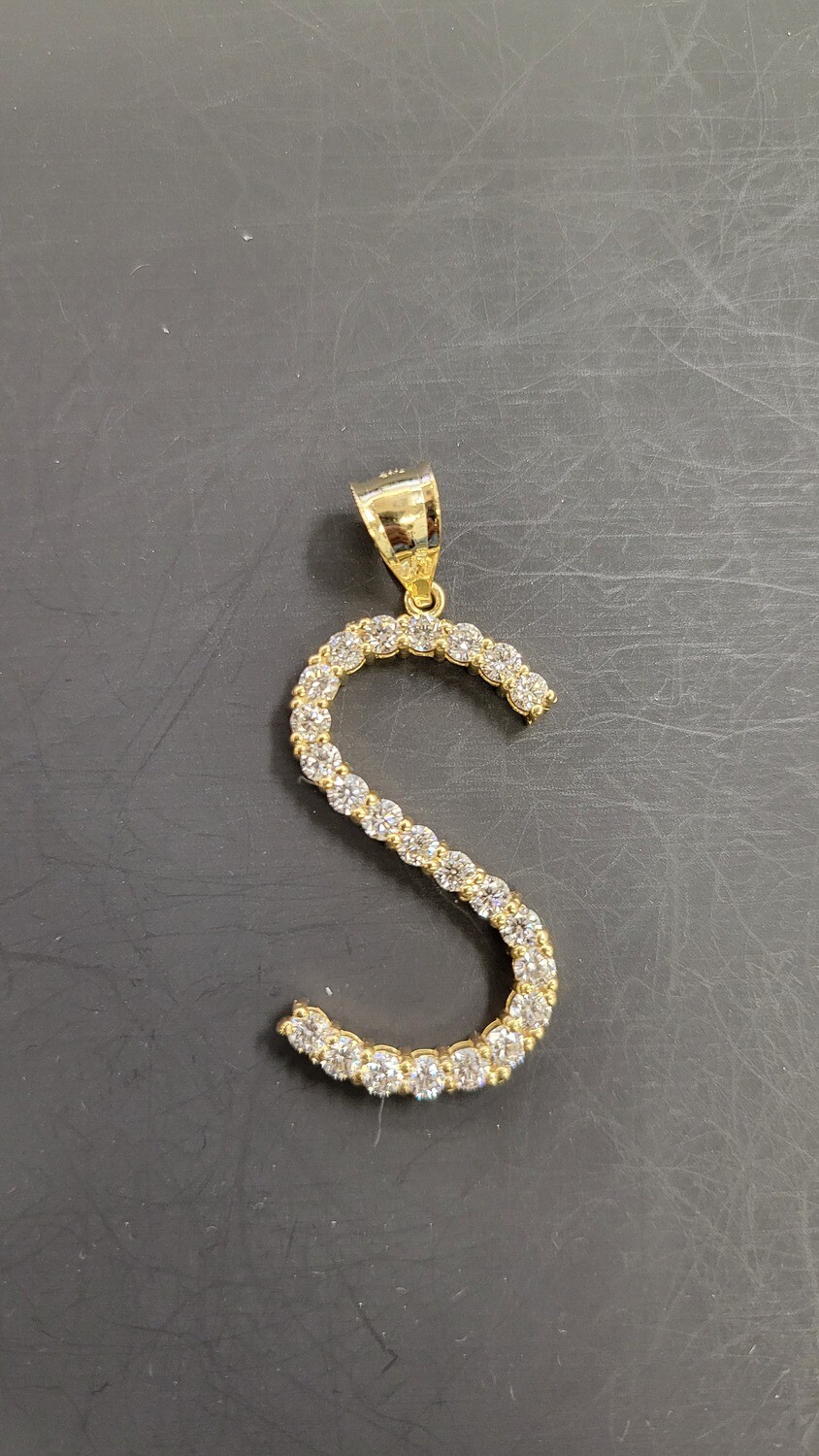 14K 2.57 CARAT DIAMOND INITIAL &quot;S&quot; PENDANT (LAB)