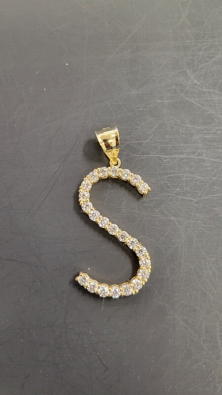 14K 2.57 CARAT DIAMOND INITIAL &quot;S&quot; PENDANT (LAB)