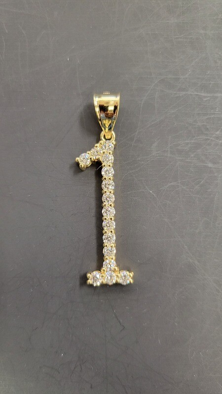 14K 1.67 CARAT DIAMOND NUMBER &quot;1&quot; PENDANT (LAB)