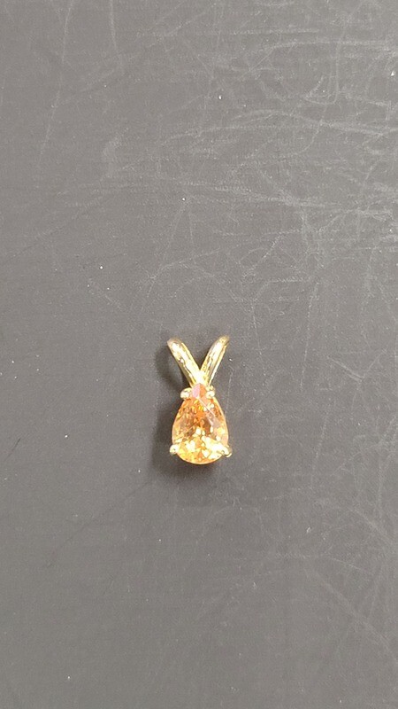 14K .61 CARAT PEAR FANTA GARNET PENDANT