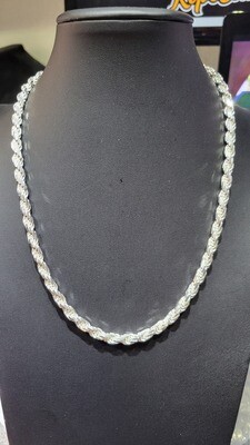 STERLING SILVER 6MM DIAMOND CUT ROPE CHAIN