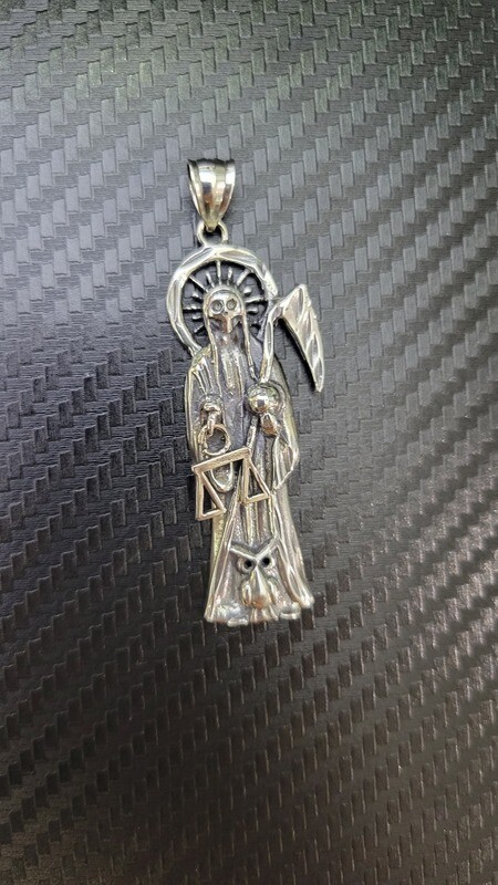 925 STERLING 2.5&quot; SANTA MUERTE PENDANT