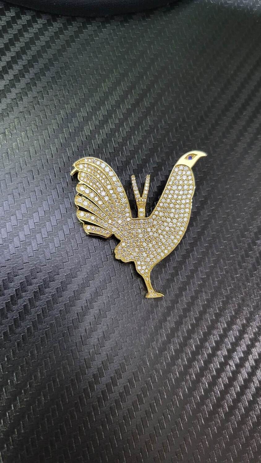 CUSTOM 14K DIAMOND ROOSTER PENDANT