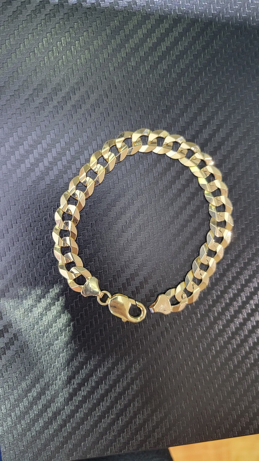 14K 9.3MM FLAT CURB BRACELET (ITALIAN FINISH)