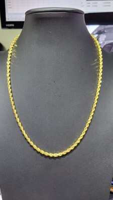 22K 3.3MM DIAMOND CUT ROPE CHAIN