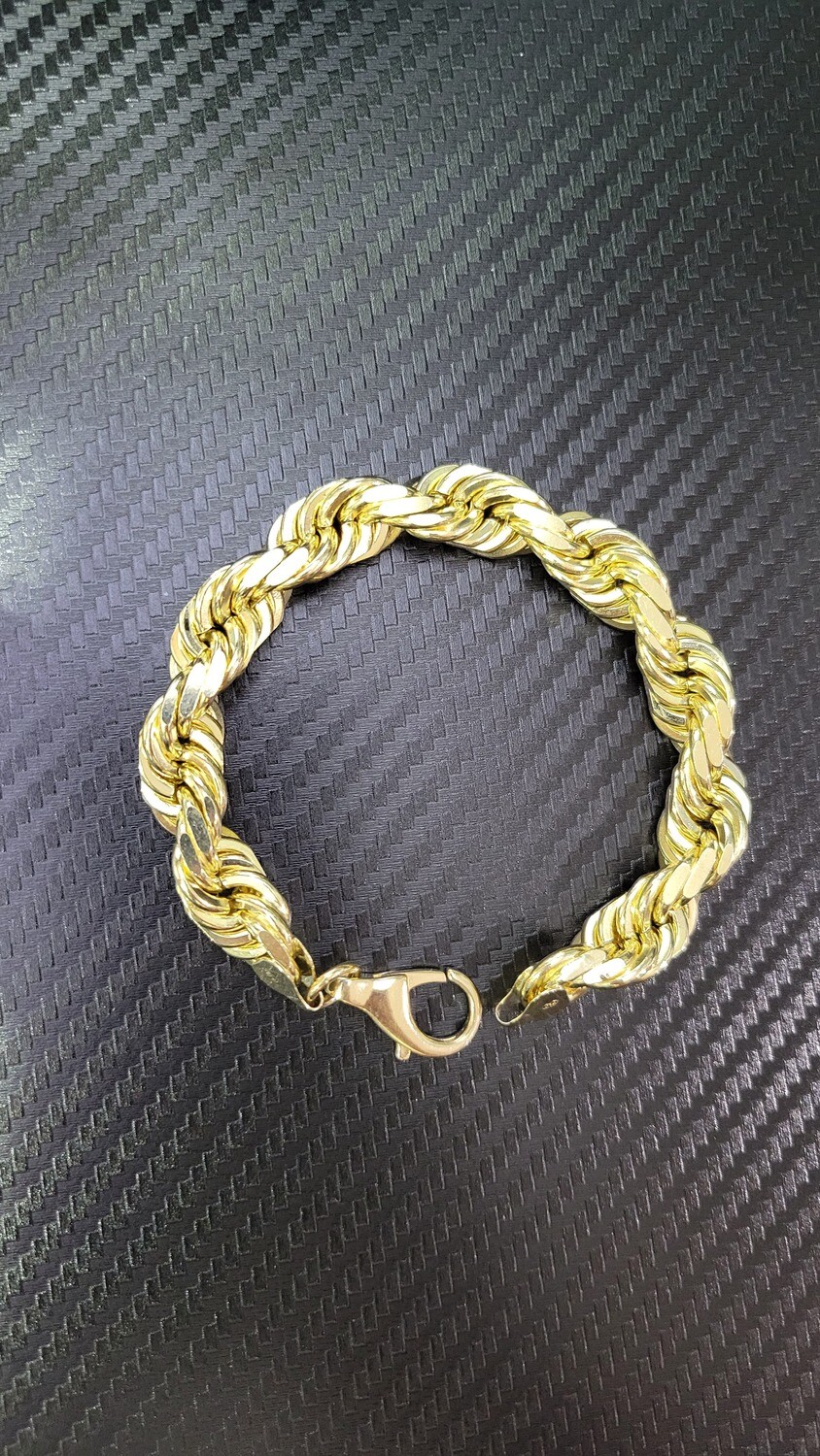 14K 12MM DIAMOND CUT ROPE BRACELET
