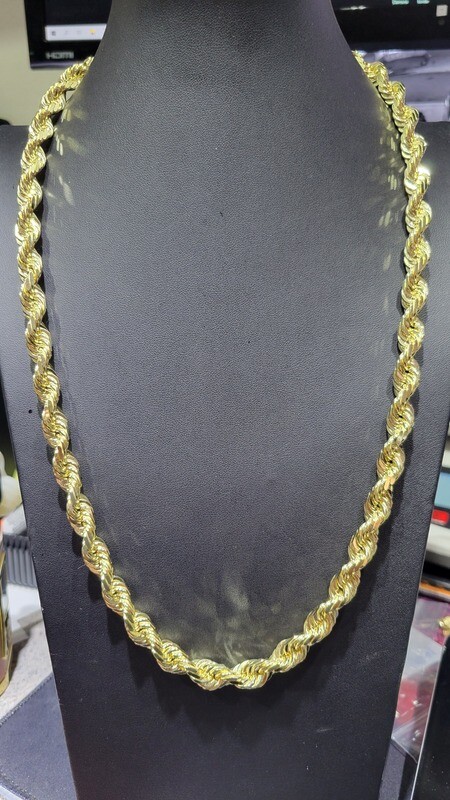 10K 9MM DIAMOND CUT ROPE CHAIN