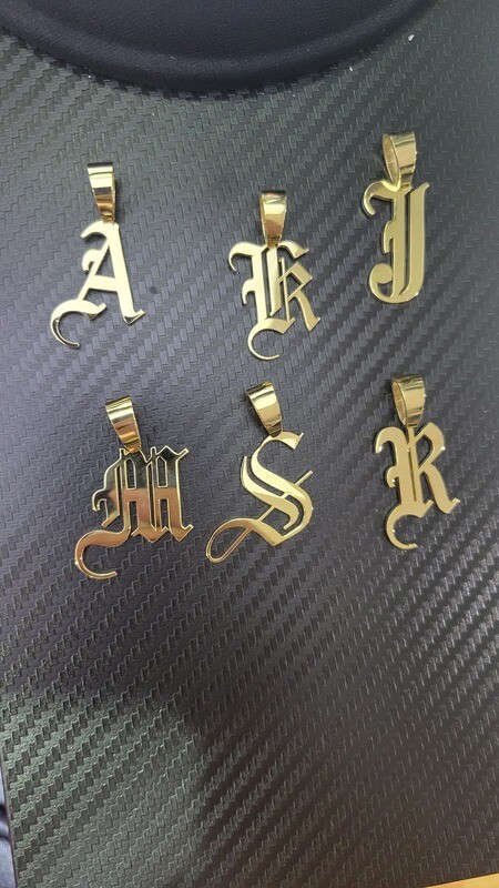 14K CUSTOM OLD ENGLISH INITIAL PENDANTS