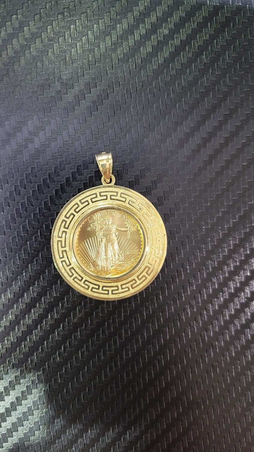 1/4TH OUNCE GOLD AMERICAN EAGLE/LADY LIBERTY W/ GREEK BEZEL