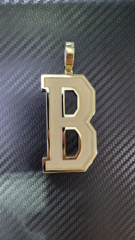 CUSTOM 3.75&quot; 10K INITIAL &quot;B&quot; PENDANT